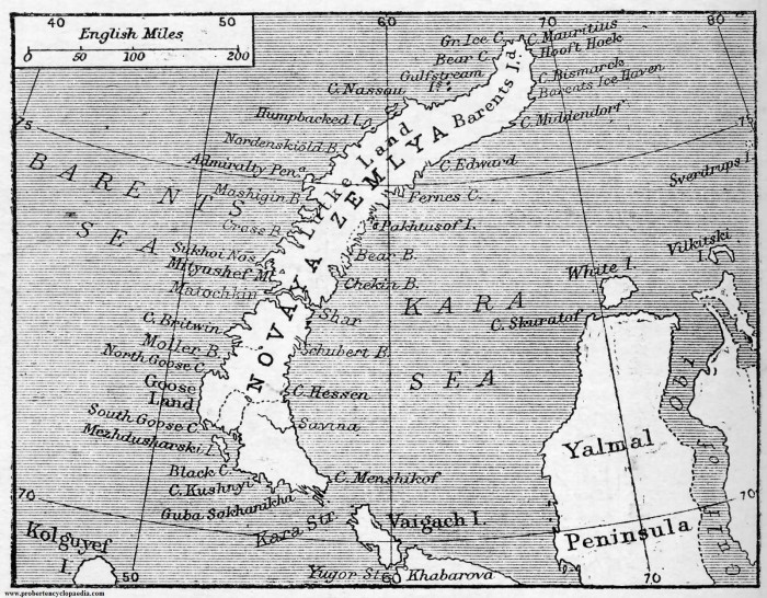 Map of Novaya Zemlya 1906, tratto da www.probertencyclopaedia.com
